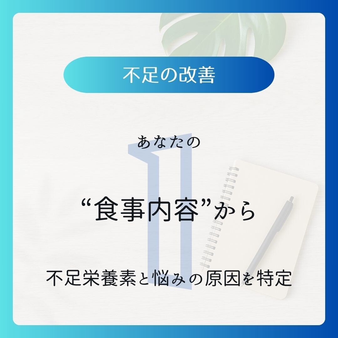 管理栄養士があなたに必要な栄養素を選びます 食事改善とサプリメントであなたにあった食生活をご提案！ イメージ4