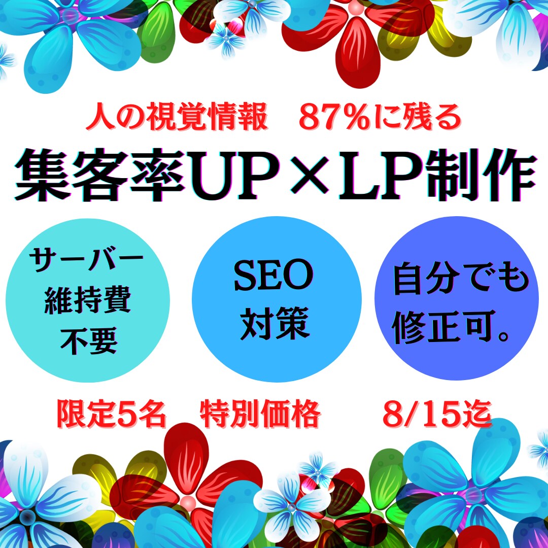 人の視覚情報が87％!!記憶に刺さるLP制作します 心に記憶に残るLPで集客UPしませんか？ イメージ1