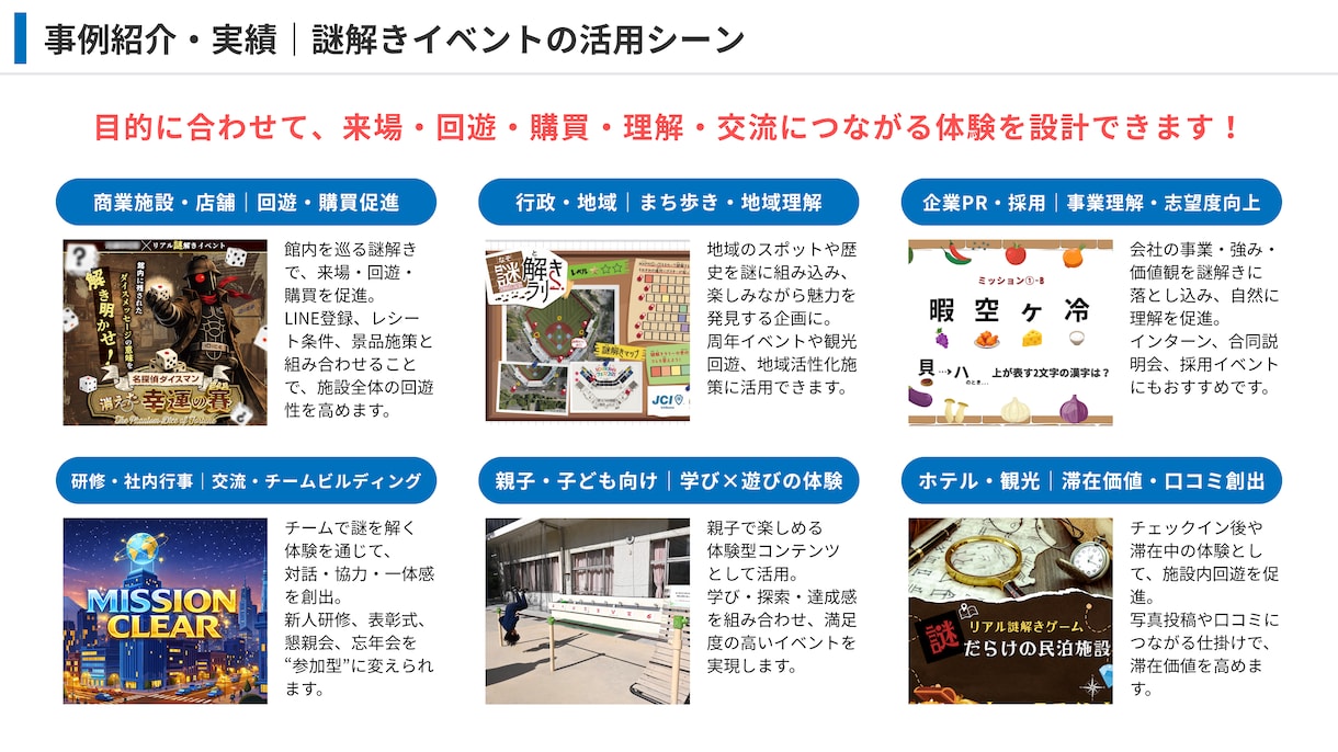 完全オーダーメイド謎解き・脱出ゲームを企画します 【累計150件超】教育・PR・社内行事・商業施設まで幅広く イメージ5