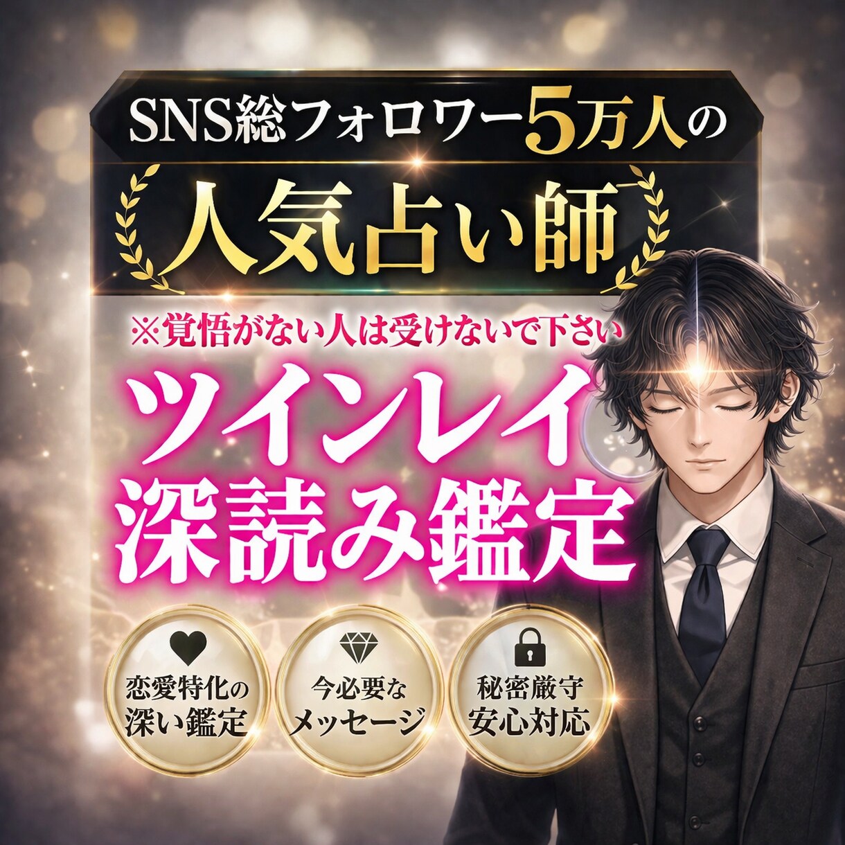 ツインレイ本物判定×統合時期×サイレント霊視します SNS5万人超の人気占い師が占う魂の伴侶との運命の行方 イメージ1