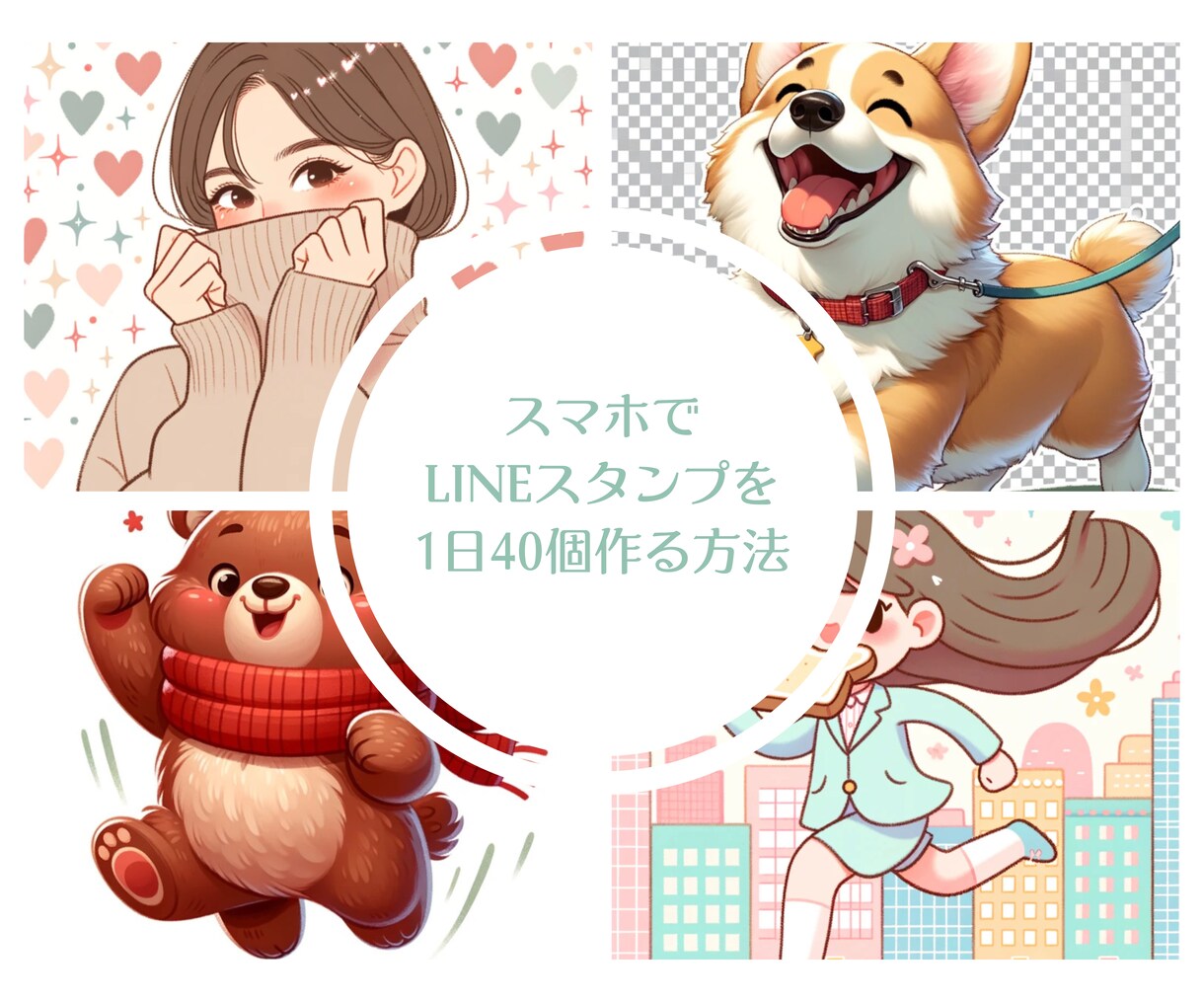 1日でLineスタンプ40個作る方法教えます イラスト力がなくでもスマホだけでLineスタンプが作れる。 イメージ1