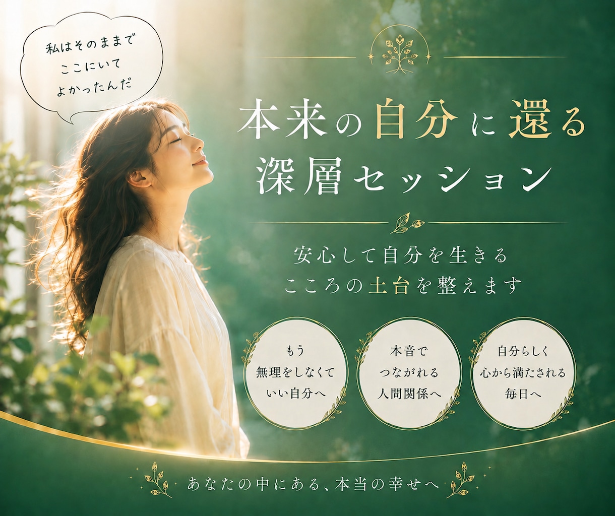 本来の自分に還るための心の土台を整えます 原因の分からない苦しさの“根っこ”に寄り添います イメージ1
