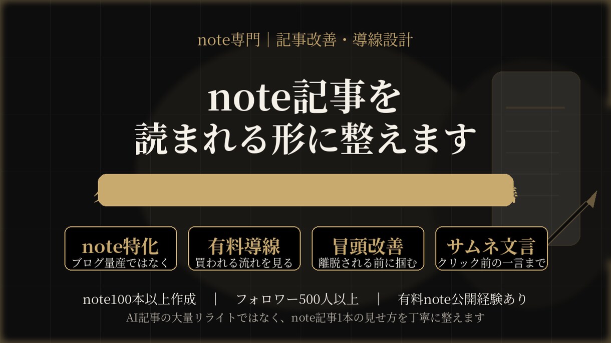 note記事を読まれる形に整えます タイトル・冒頭・有料導線までnote運営目線で改善します イメージ1