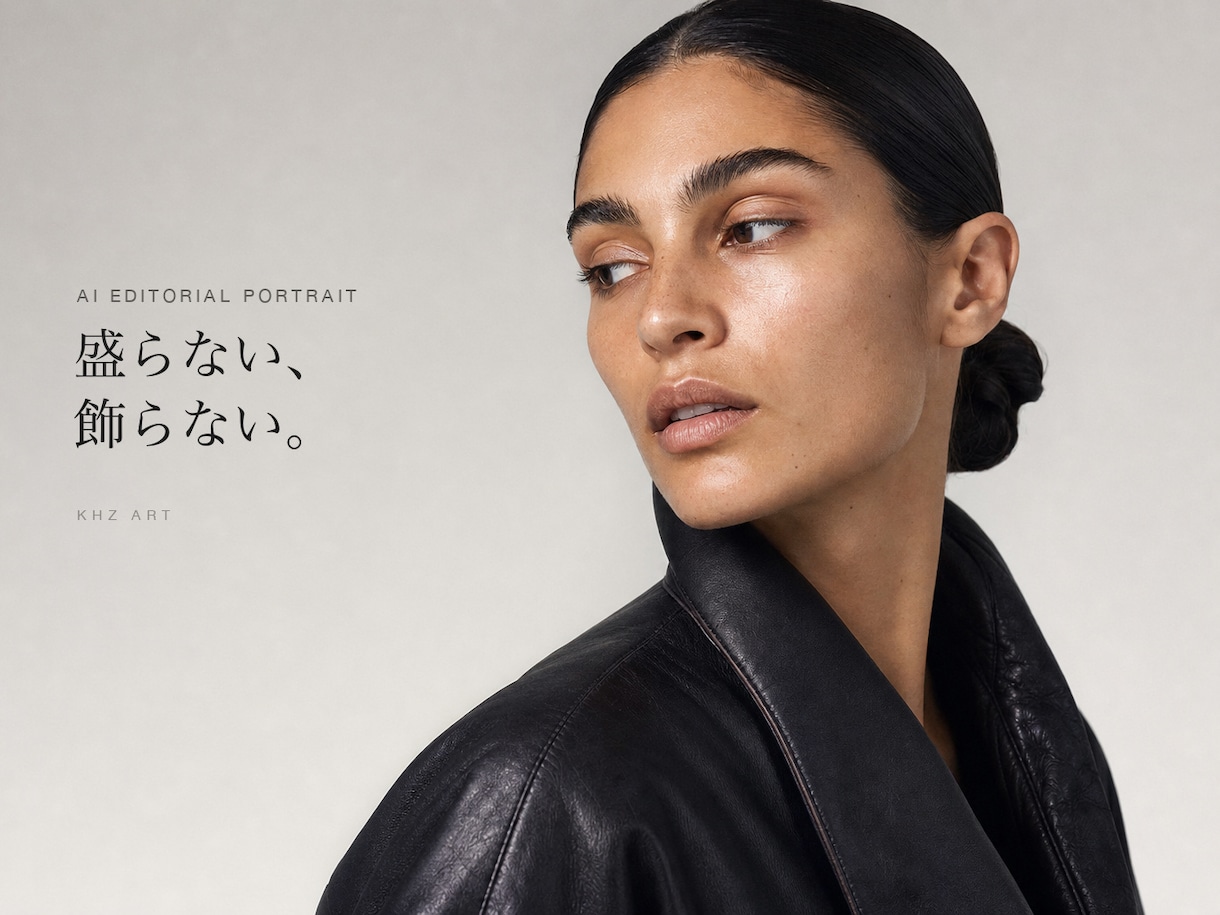 ファッション誌調のAIポートレートを制作します 盛らない、飾らない。誌面に置ける一枚を、あなたの顔から。 イメージ1
