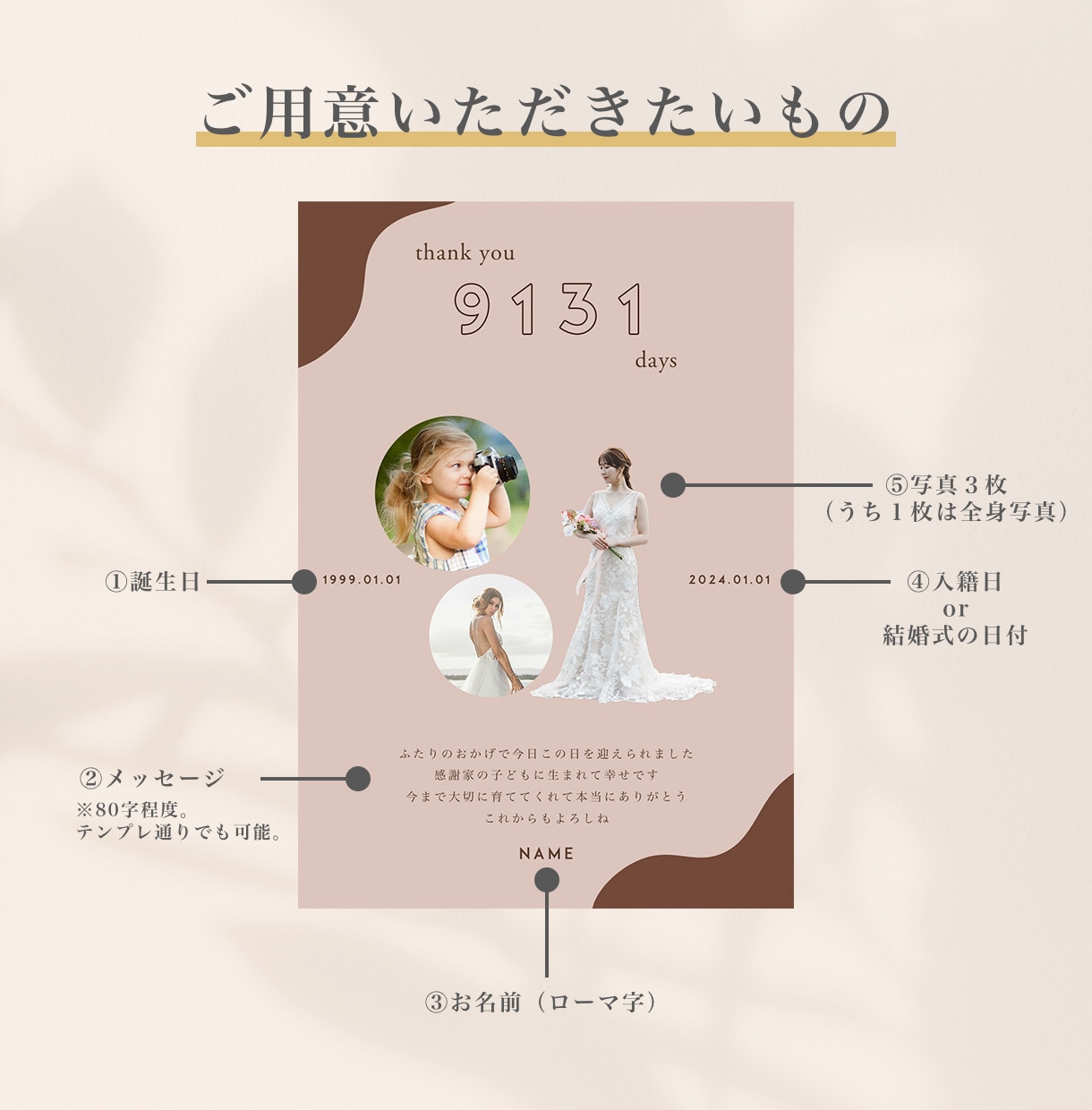 セット販売！子育て感謝状つくります 【シンプル】感謝の気持ちが伝わる子育て感謝状 イメージ4