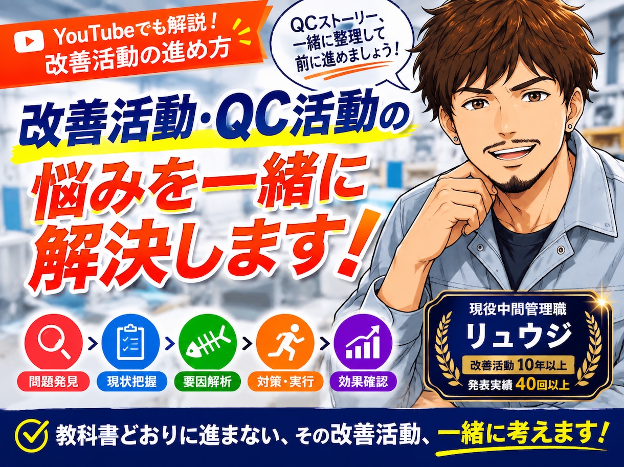 受賞経験者が改善活動・QC活動をサポートしますます 教科書どおりに進まない。その改善活動、一緒に考えます。 イメージ1