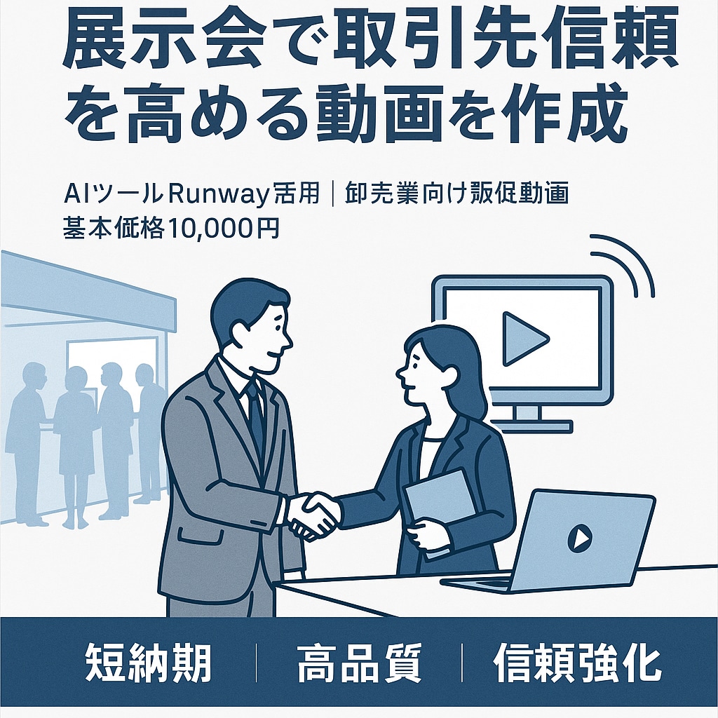 展示会で取引先信頼を高める動画を作成します 展示会で取引先信頼を強化する販促動画 イメージ1
