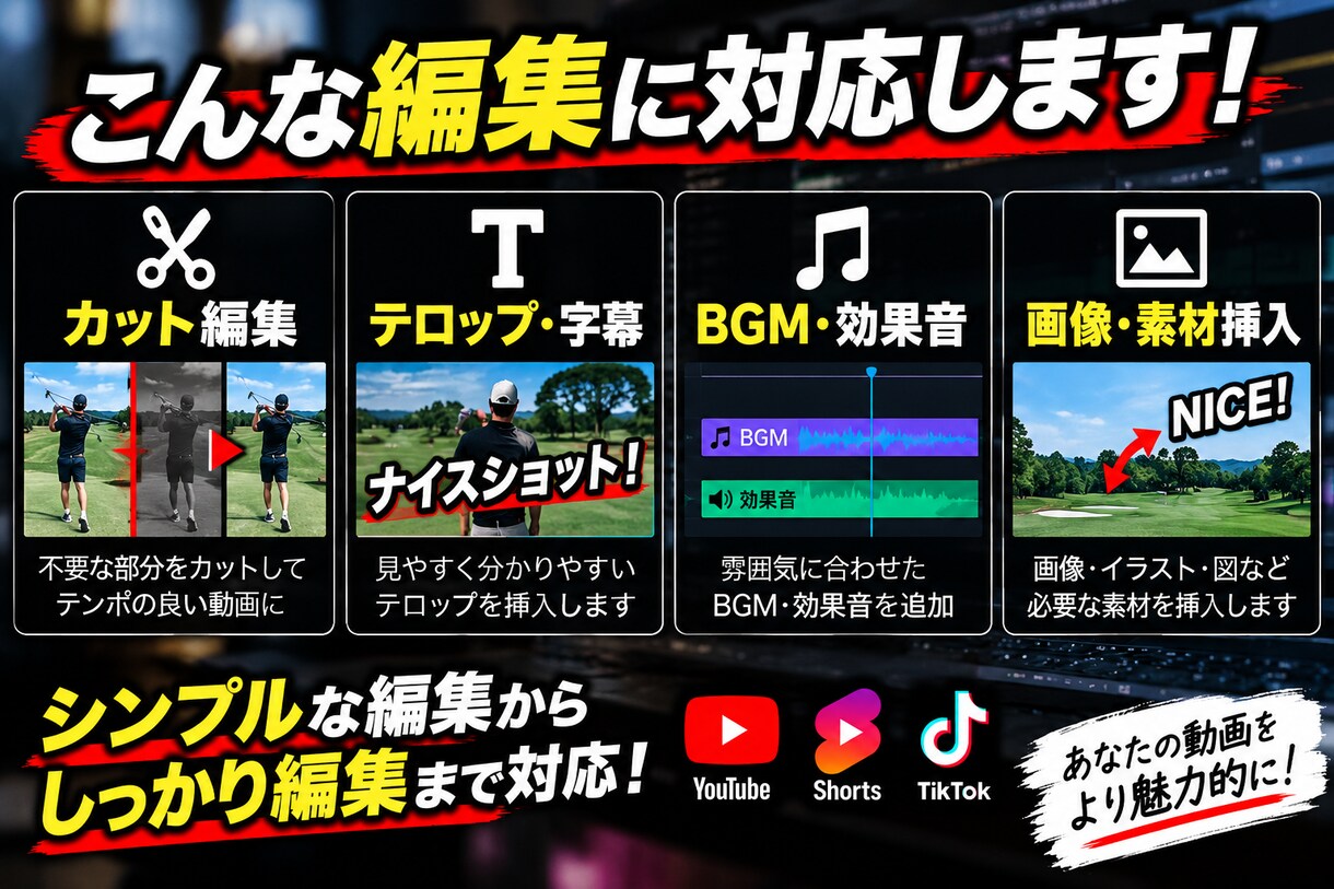 YouTube・ショート動画を編集します カット・テロップ・BGMまで丁寧に対応 イメージ2