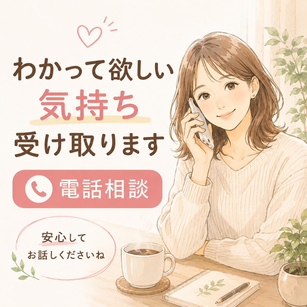わかってほしい気持ち、ちゃんと受け取ります 上手く話せなくても大丈夫。あなたのペースでゆっくり聞きます イメージ1
