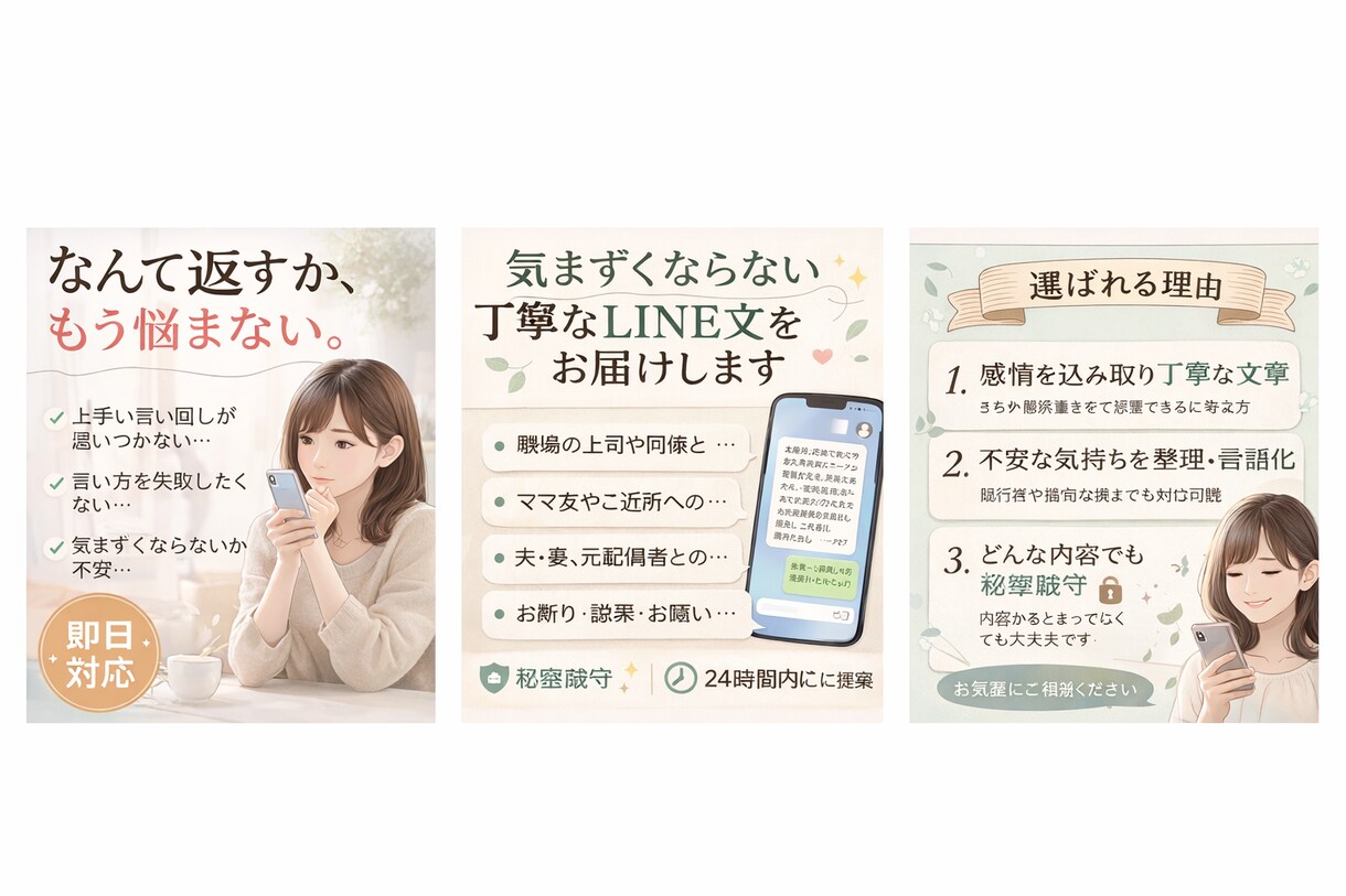 文章作成いたします 文章が苦手な方や、感情の整理がついていなくても大丈夫です。 イメージ1