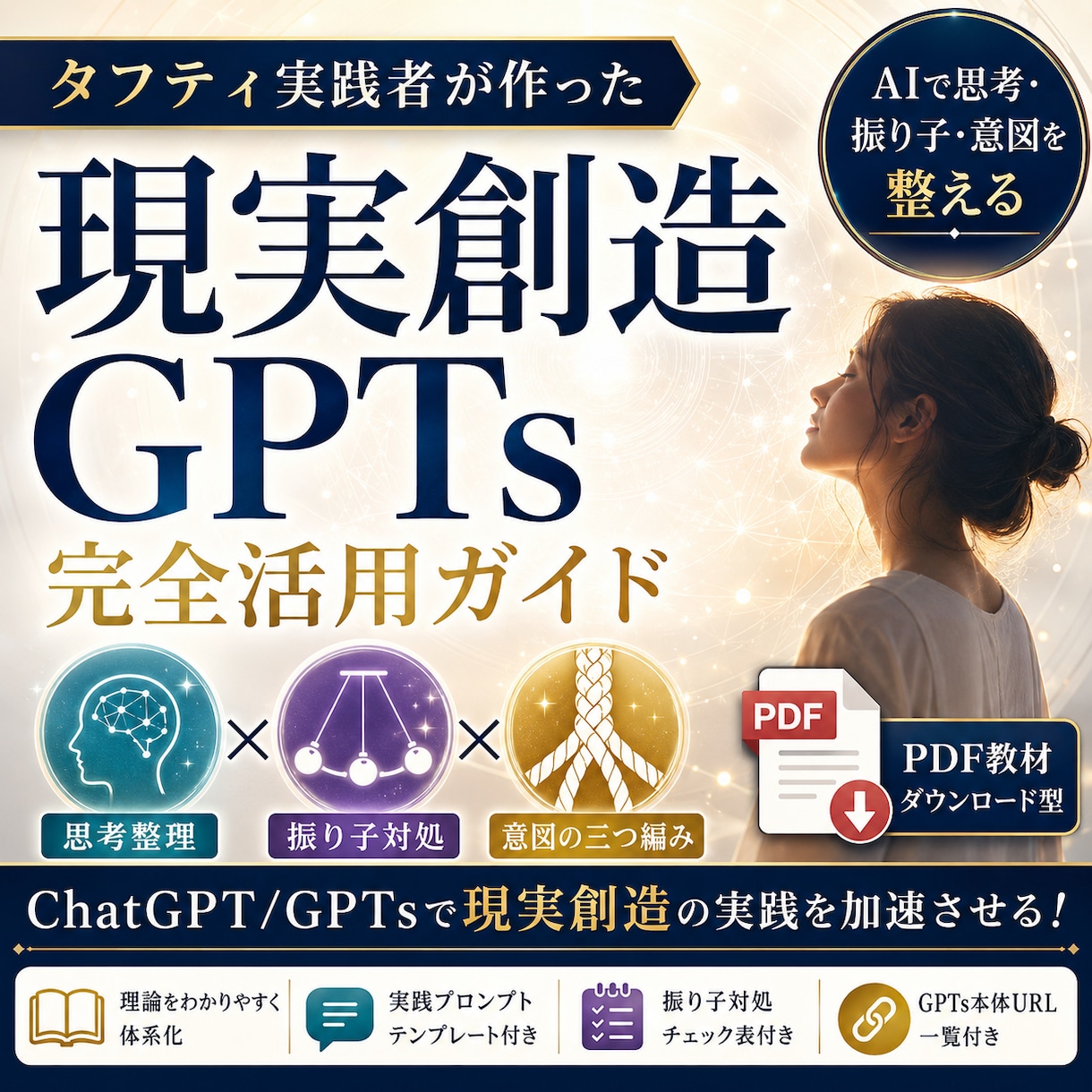 現実創造GPTs完全活用ガイド｜悩みを整理します タフティ実践者が作ったAIで思考・振り子・意図を整えるPDF イメージ1