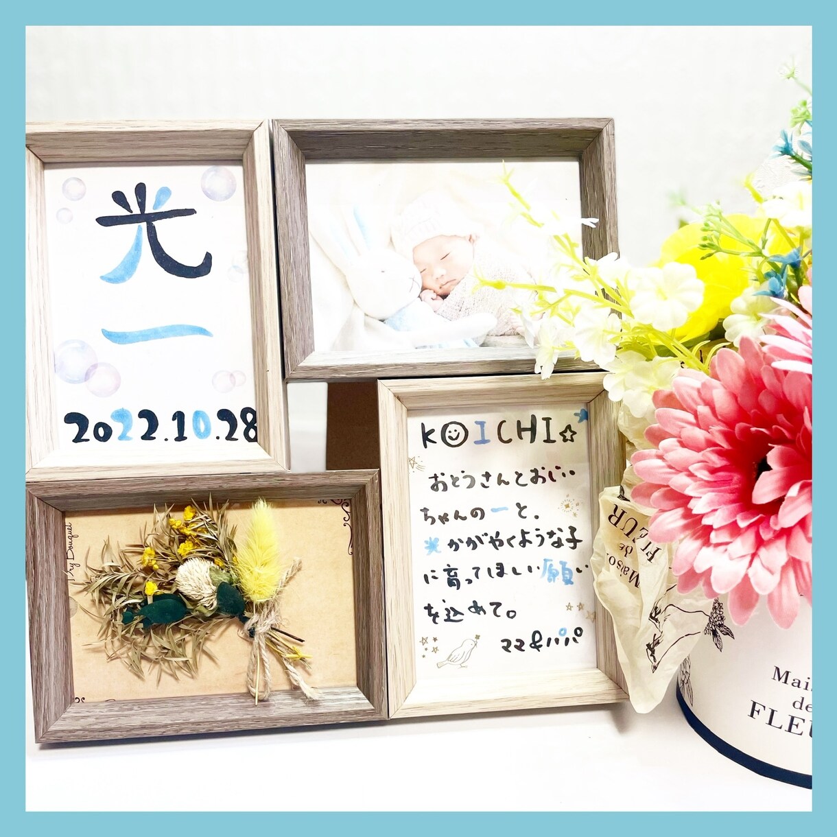お子様の命名ボード作成いたします 大切なお子様のお名前とお写真を飾れる命名ボードです♡ イメージ2