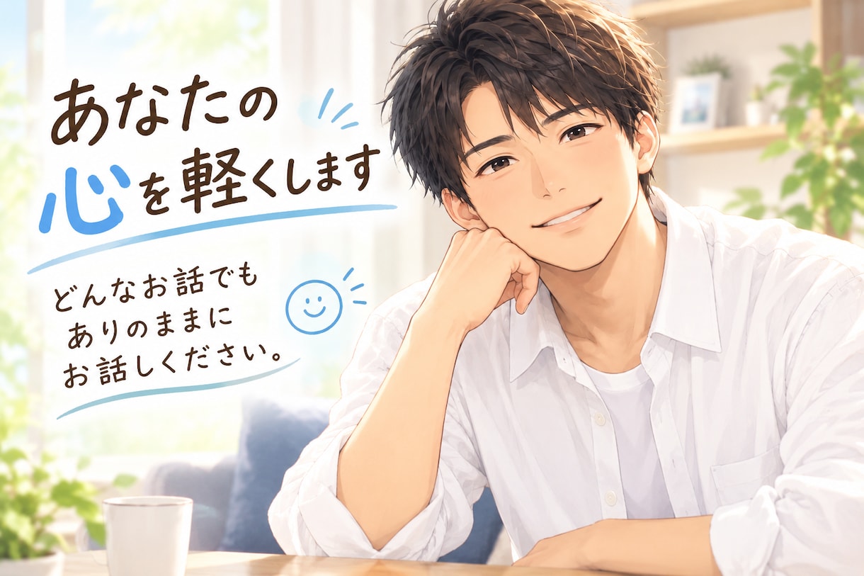どんな話でも、否定せずに聞きます 悩みも愚痴も雑談も、あなたのペースでどうぞ イメージ1