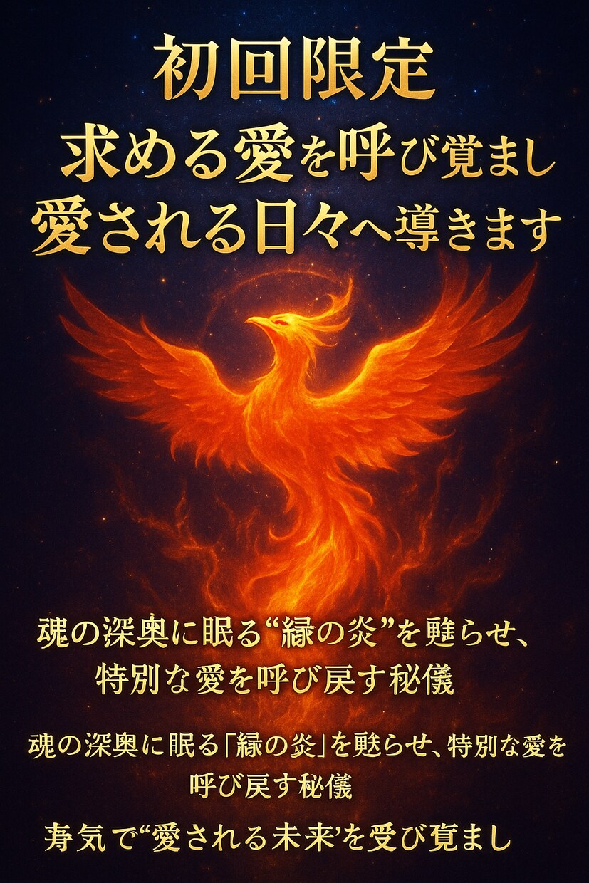 求める愛を呼び覚まし愛される日々へ導きます 魂の深奥に眠る“縁の炎”を甦らせ、特別な愛を呼び戻す秘儀 イメージ1