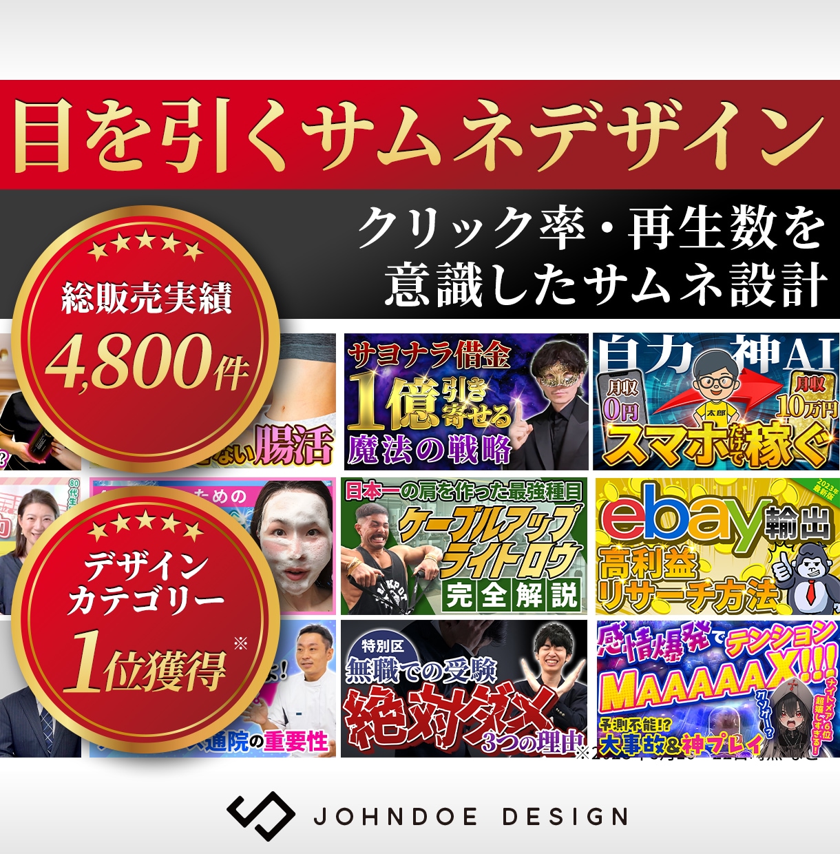 クリックされるYouTubeサムネをデザインします 再生数・クリック率を意識したサムネデザイン設計 イメージ1