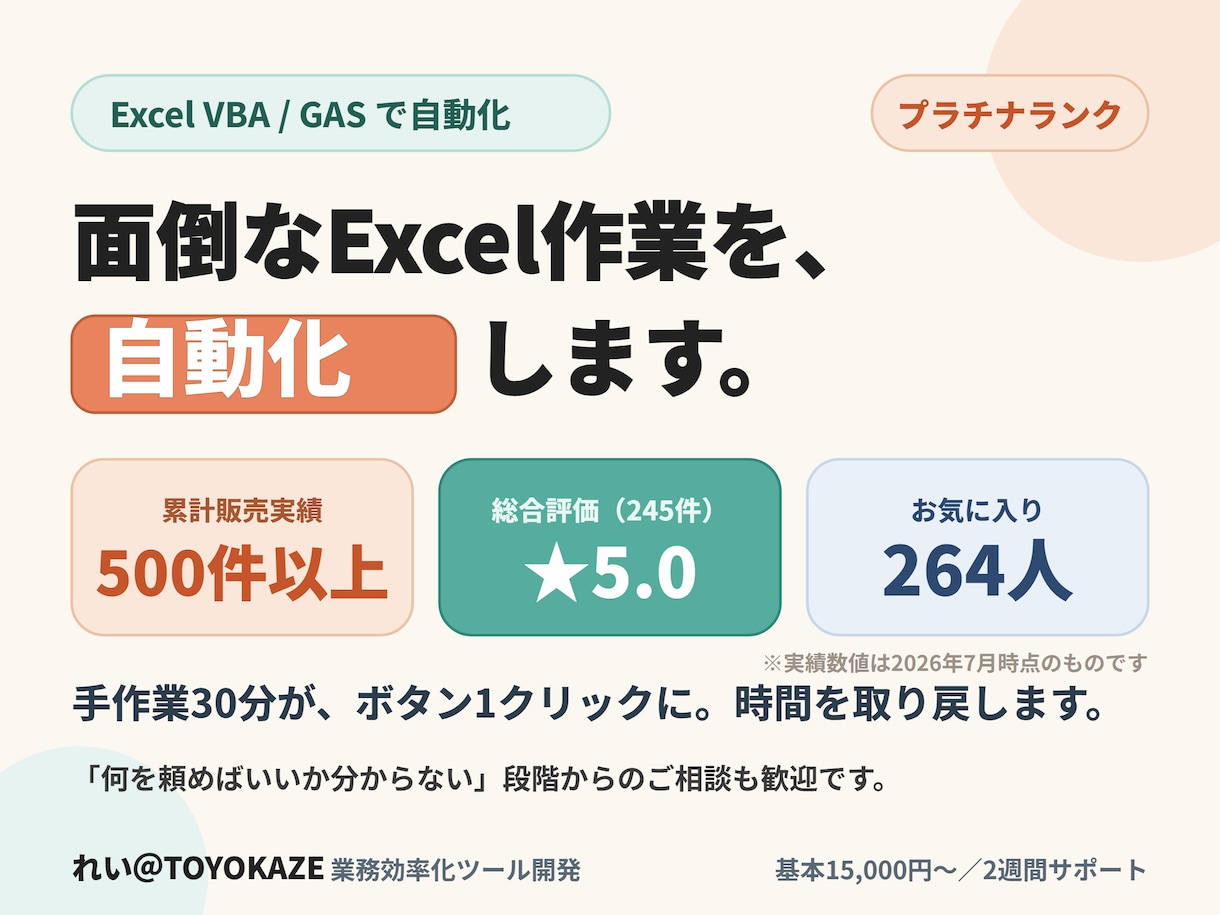 あなたの業務に最適なツールを設計・開発・提案します 面倒な事務作業を自動化し、面倒な手作業から解放します。 イメージ1
