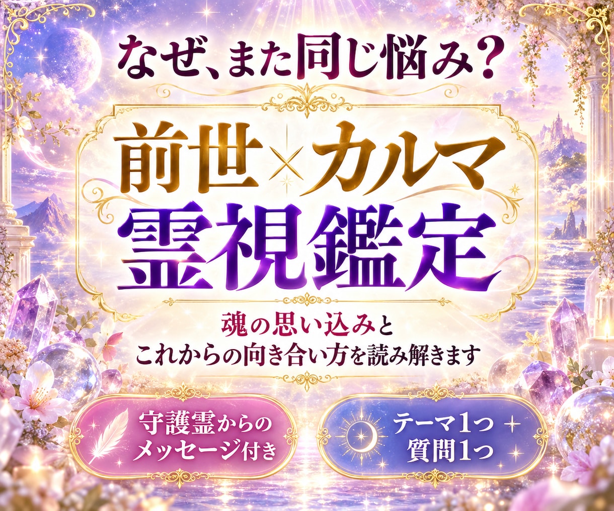 同じ悩みを繰り返す理由を前世とカルマで霊視します 魂の思い込みを読み解き、守護霊の言葉と心の整え方を伝えます イメージ1