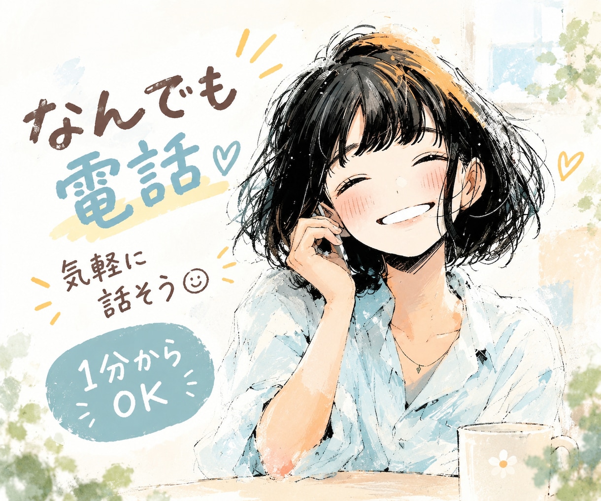 ちょっと誰かと話したい！1分だけでもお話聞きます 愚痴でも雑談でも大丈夫。話したいことをゆっくりどうぞ イメージ1