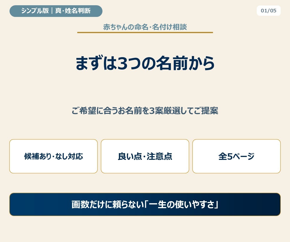 モニター版｜赤ちゃんの名前を真・姓名判断します 必要項目に絞った低価格の命名入門プランをモニター価格で イメージ3