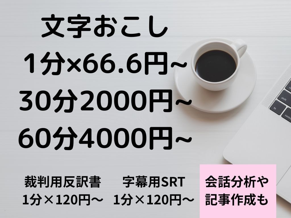 1500円～　動画・音声の文字おこしを承ります ご要望には可能な限り対応いたします イメージ1