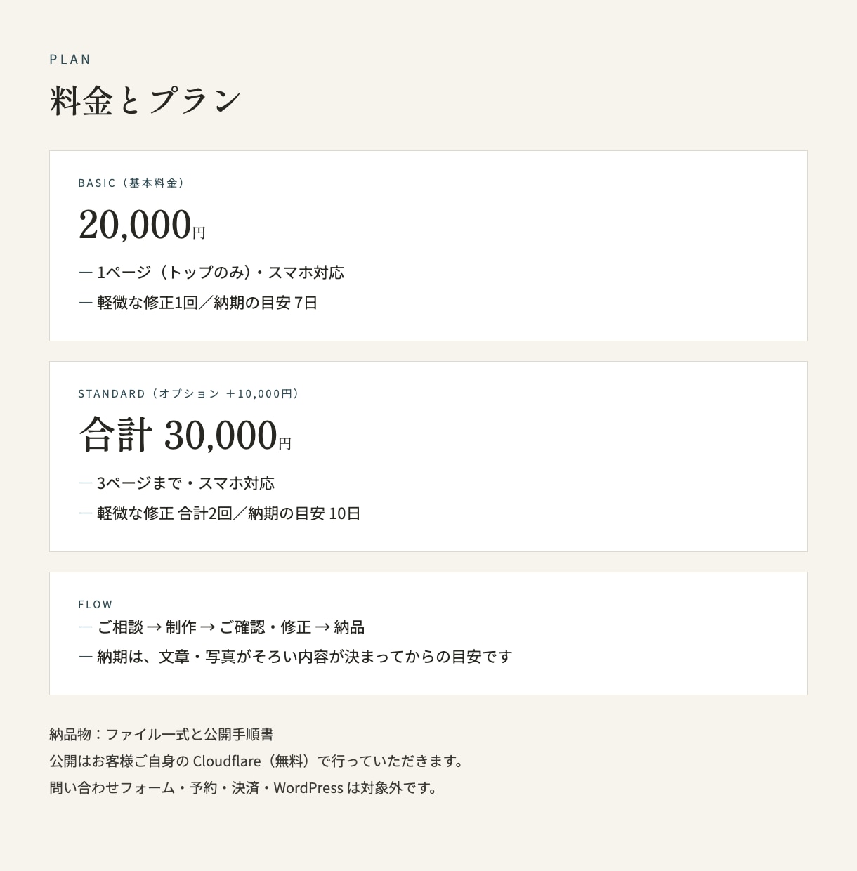 小さなお店のホームページをスマホ対応で作ります 写真と文章を生かした1〜3ページ｜公開手順書つき イメージ2