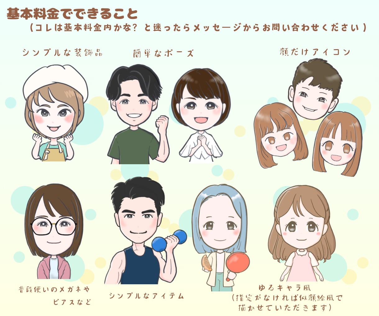商用利用OK！似ててやさしいアイコンお描きします 現役似顔絵師がお写真から表情ポーズなどフルオーダー制作します イメージ2