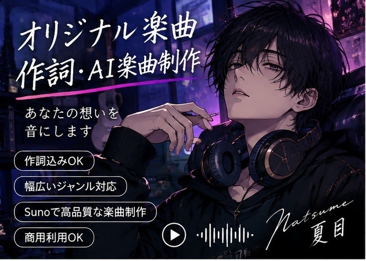 あなたの歌詞から楽曲を制作します あなたの想いを世界観のある一曲に仕上げます イメージ1