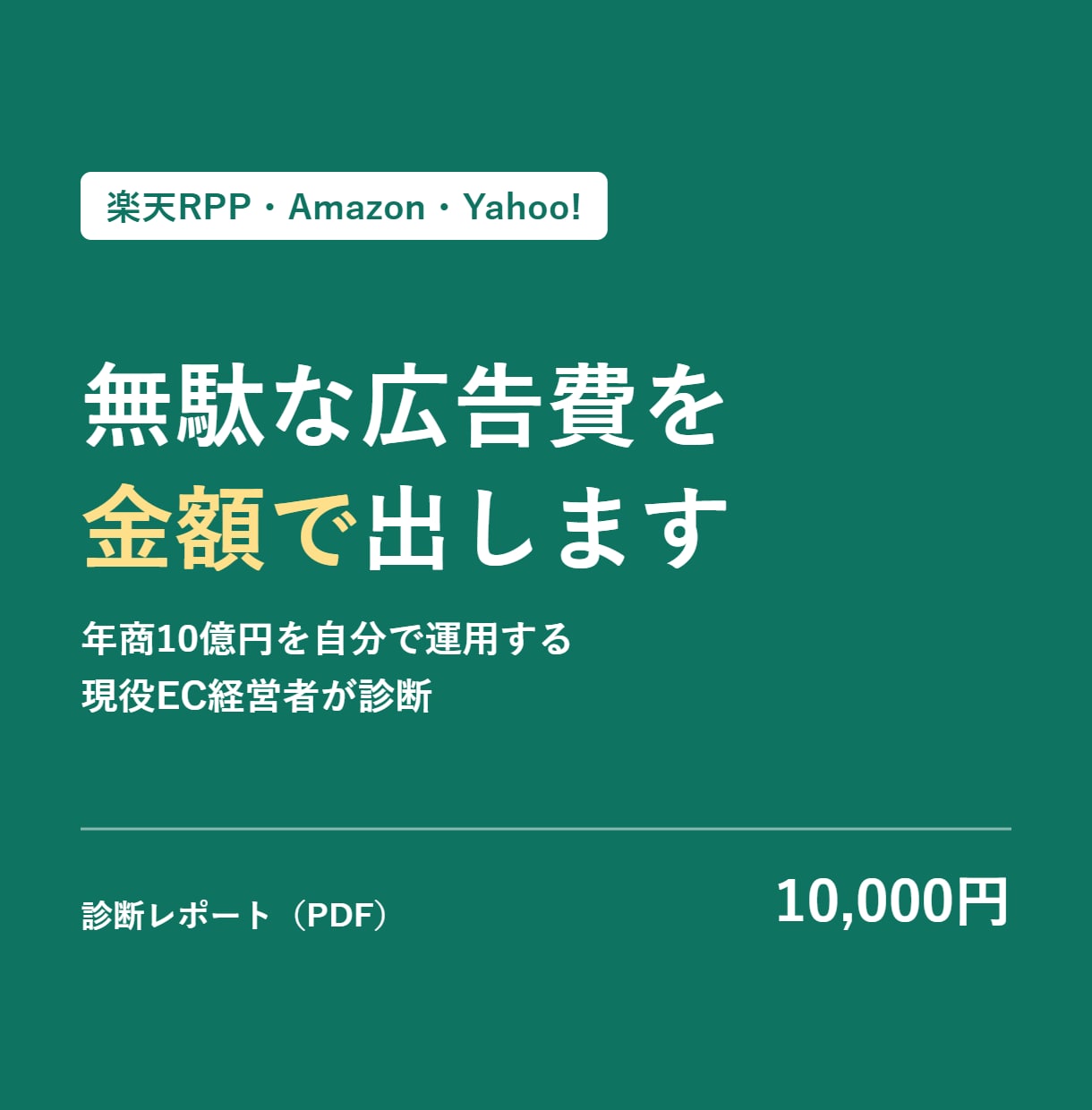 楽天RPP・Amazon広告の無駄を金額で出します 年商10億円を自分で運用する現役EC経営者が診断 イメージ1