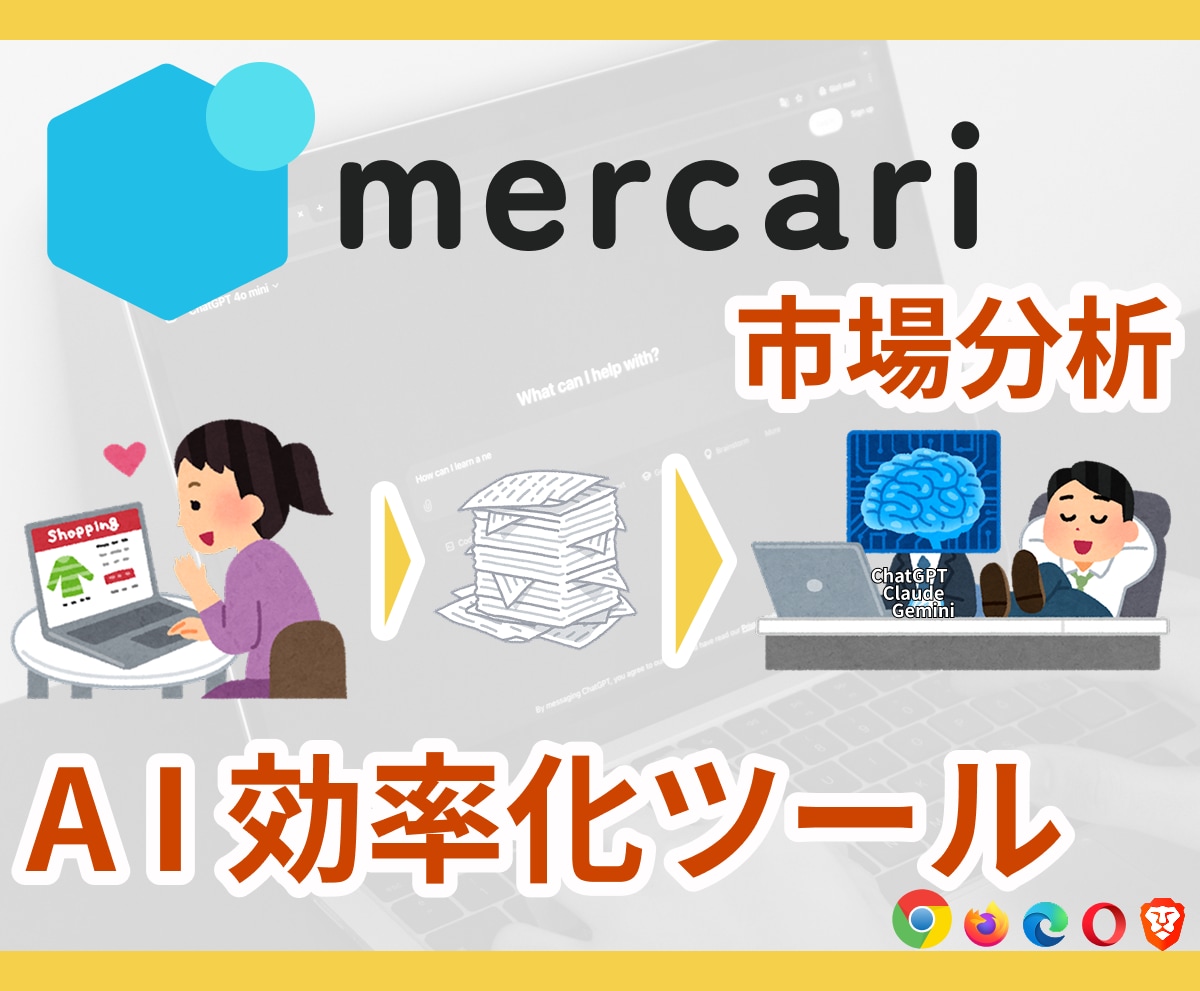 メルカリ→ChatGPT｜超速情報送信できます 勝てる市場だけ選ぶ。AIで即分析と戦略構築＆格安購入。 イメージ1