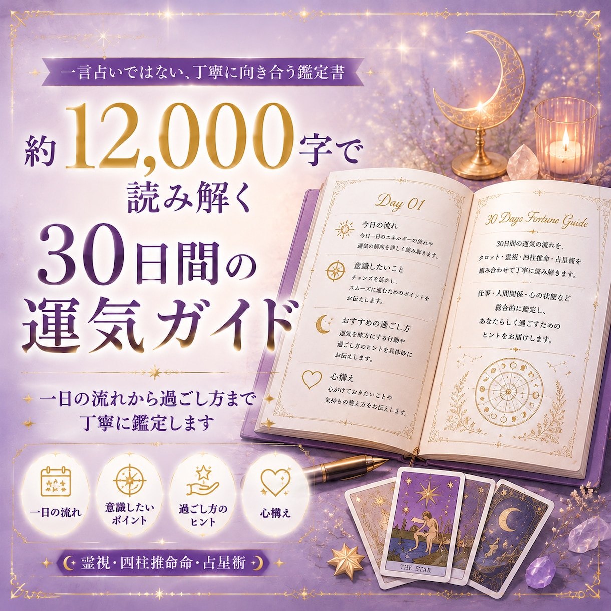 運気の波を先読み｜1ヶ月の運勢カレンダーを作ります 【毎日約400字×30日】約12,000字で運勢が分かります イメージ3