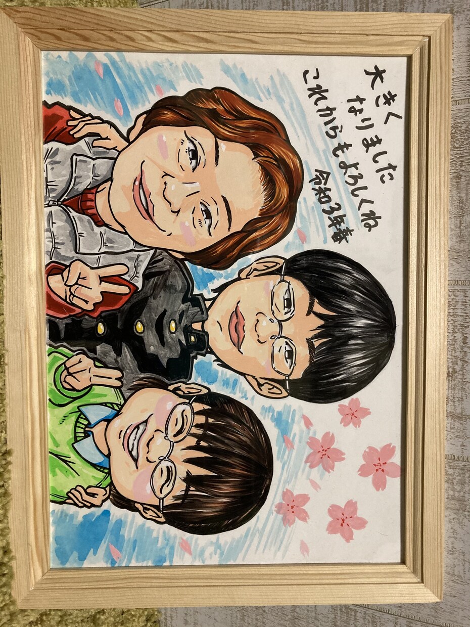 記念の日のプレゼントに写真から似顔絵描きます ご要望承ります　サイズのご相談して下さい イメージ3