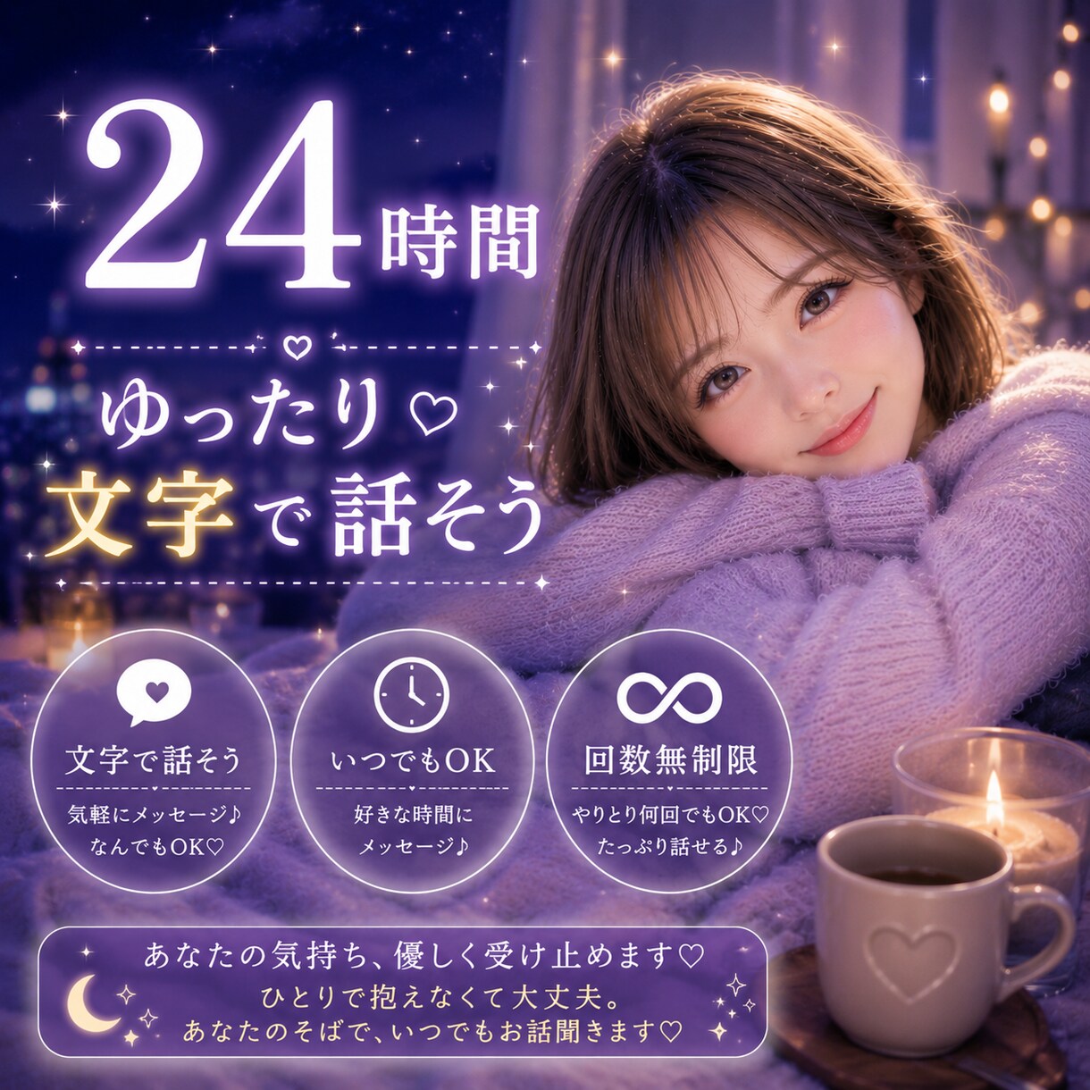 1日チャットで相談⭐️回数無制限⭐️寄り添います 1人じゃないよ⭐️一緒に考えよう⭐️愚痴  悩み  雑談⭐️ イメージ1