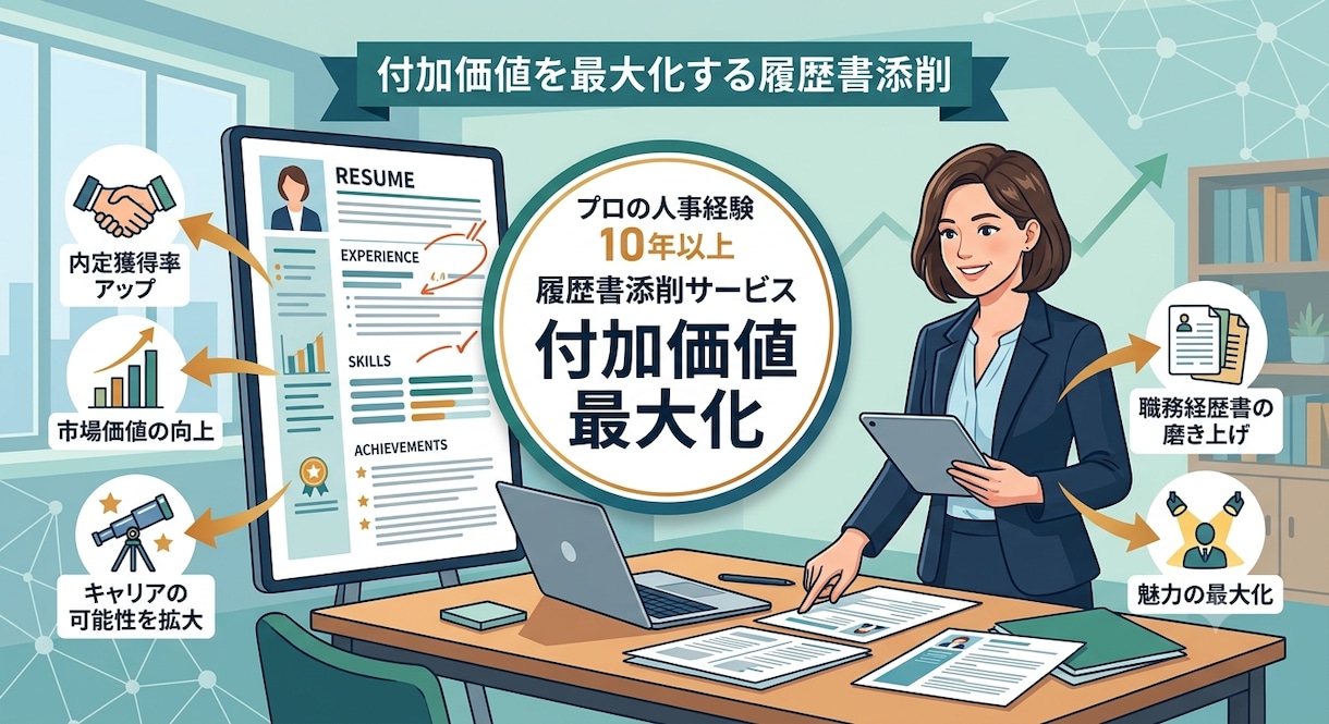 自分で書けない履歴書を人事部長が劇的添削します 2万人の書類を見たプロが、あなたの経歴に付加価値つけます イメージ1
