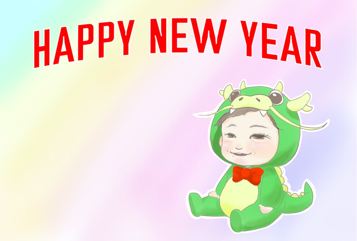 写真や動画から似顔絵入り年賀状をお描きします お好きな写真から辰年のイラスト入りの年賀状をお描きします。 イメージ2