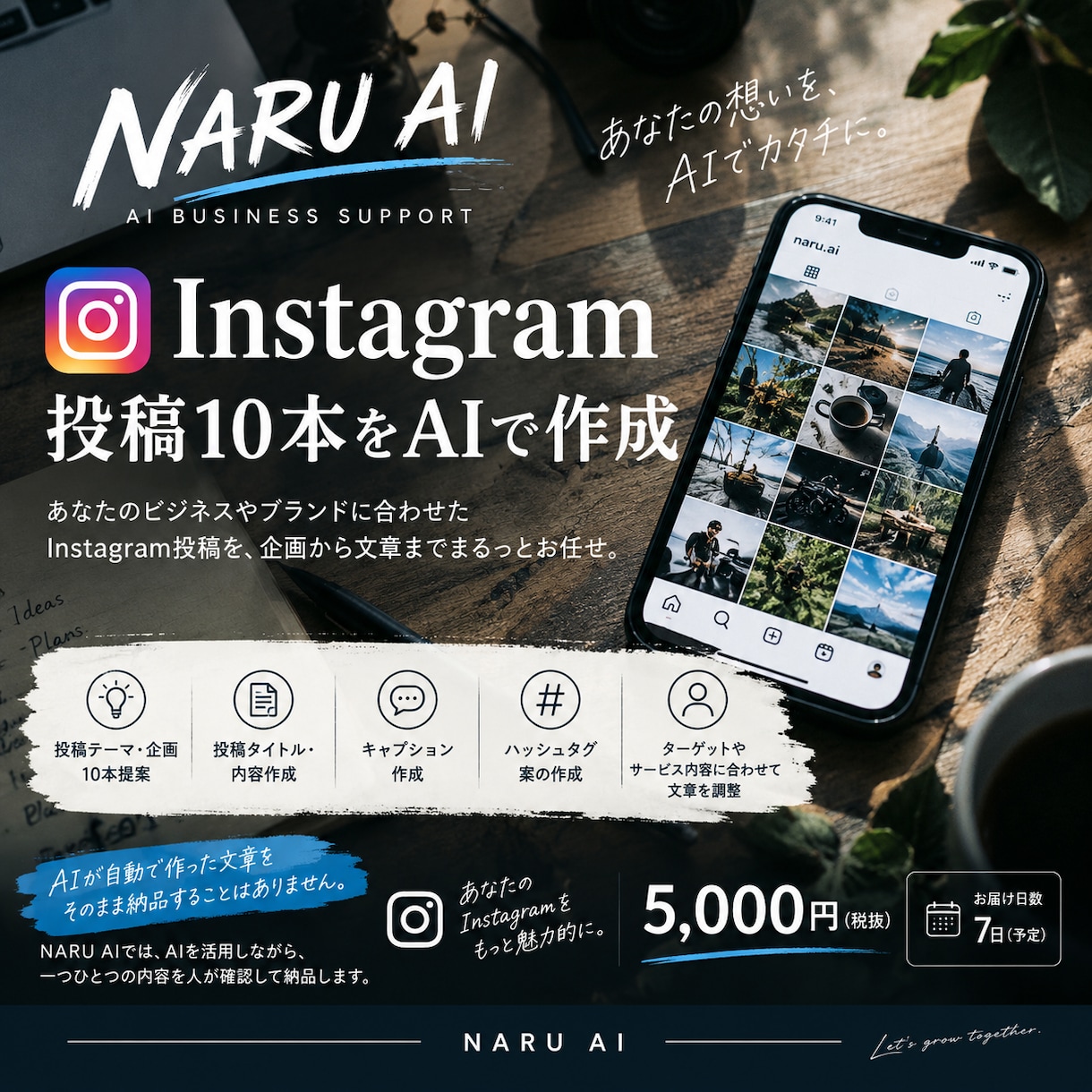 Instagram投稿10本をAIで作成します 企画から文章までAIでまとめて作成します。 イメージ1
