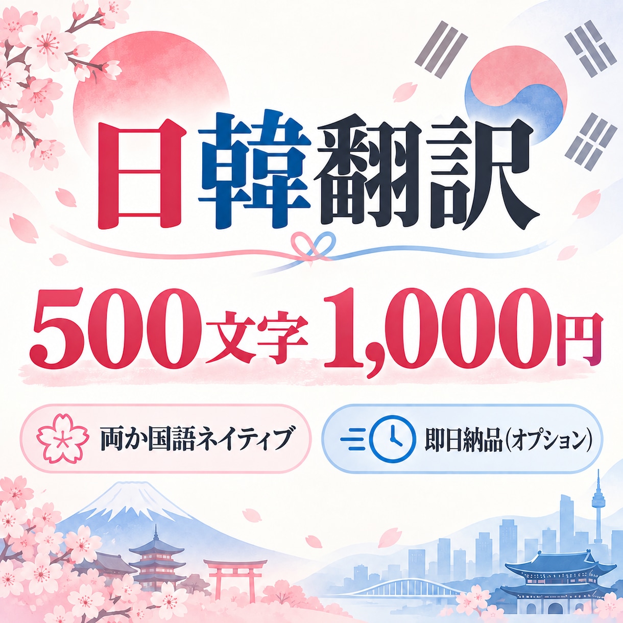 日韓ネイティブがスピード翻訳致します 日本語⇄韓国語翻訳スピード対応。500文字1000円！ イメージ1