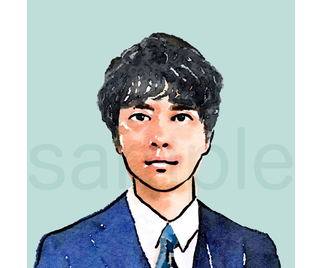 好印象の似顔絵を水彩タッチでリアル寄りに描きます 写真で顔出しをしたくない方にオススメ イメージ3