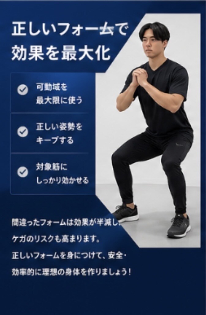初心者向け！自宅筋トレ完全ガイドを提供いたします 正しいフォームや負荷で科学的根拠に基づいた指導を行います。 イメージ7