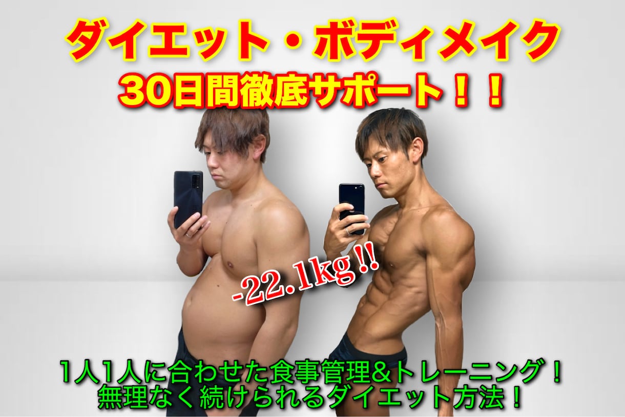 痩せたい！ダイエット1ヶ月間徹底サポートします 運動+食事を徹底サポート!1ヶ月で-5kgも夢じゃない! イメージ1