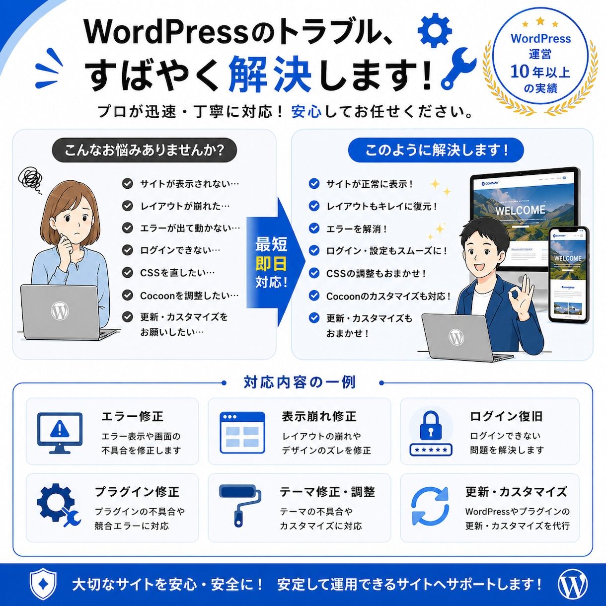 WordPressの困った！修正承ります 表示崩れ・不具合・CSS修正ならお任せください イメージ2