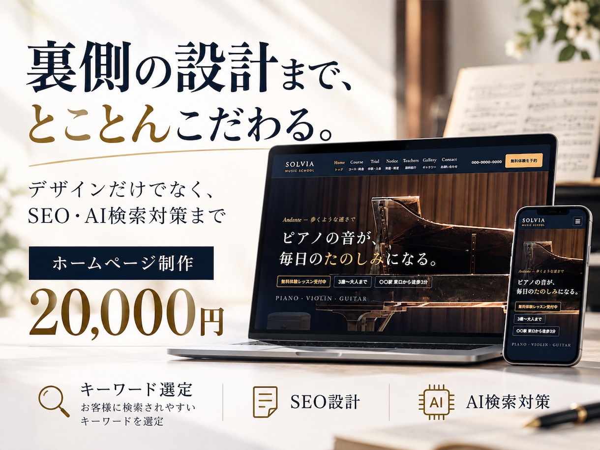 高コスパ×迅速対応、高品質なHPを制作します SEO・AI検索対策、キーワード選定等、「裏側の設計」まで イメージ1