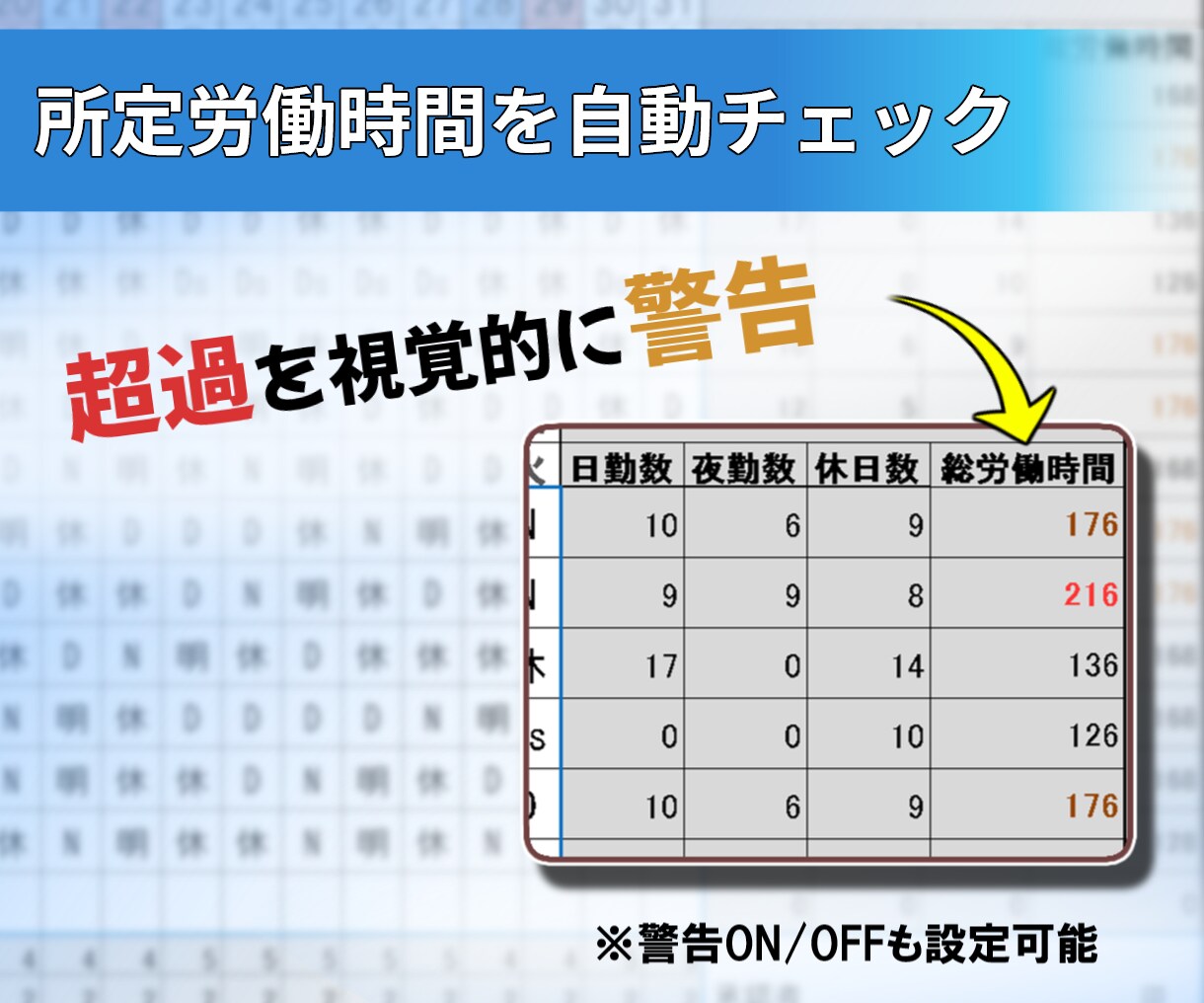 医療・介護向け勤務表をExcelで作成します 勤務形態や職場ルールに合わせて柔軟対応 イメージ5
