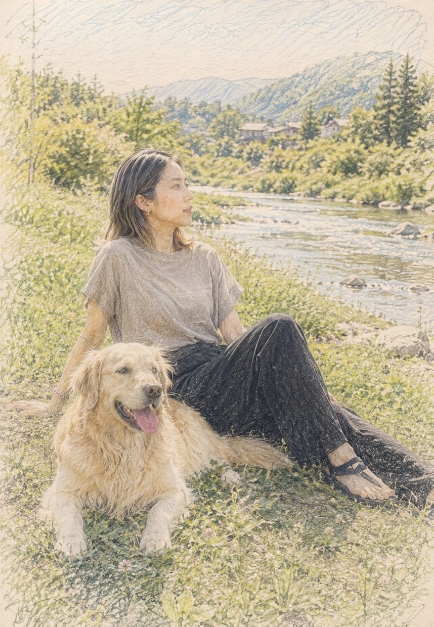写真を絵本のようなイラストにします 大切な人や愛犬との思い出を一枚の絵に。 イメージ2