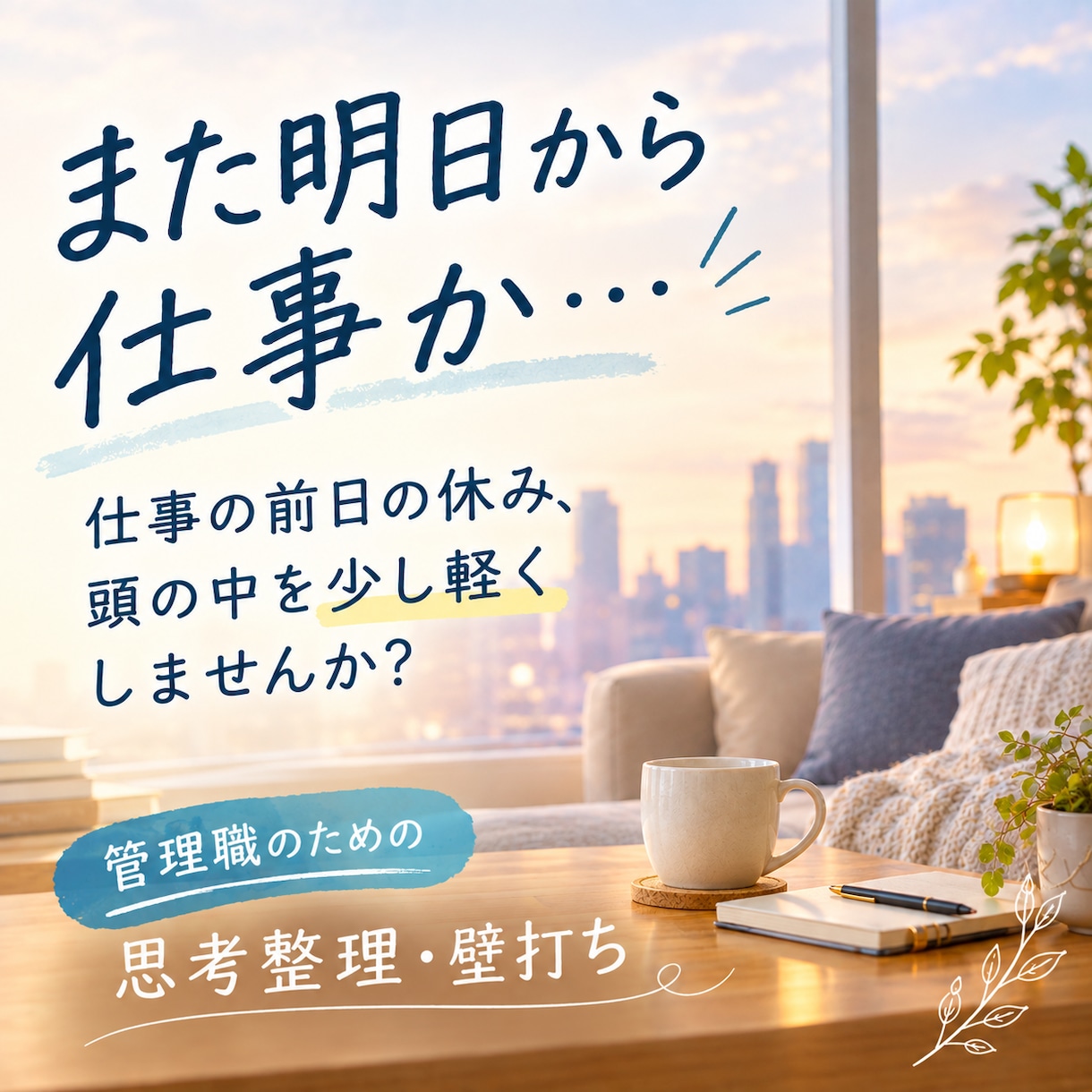 また明日から仕事か...を軽くします 日曜日の夜ひとりで抱えない思考の整理コーチ イメージ1