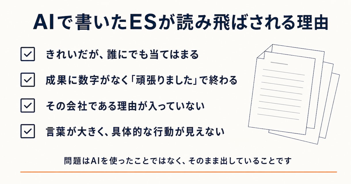 AIで書いたESを、「選考通過する」形に整えます ｜ AI特有の「読み飛ばされる書き方」を採用側目線で修正！ イメージ2