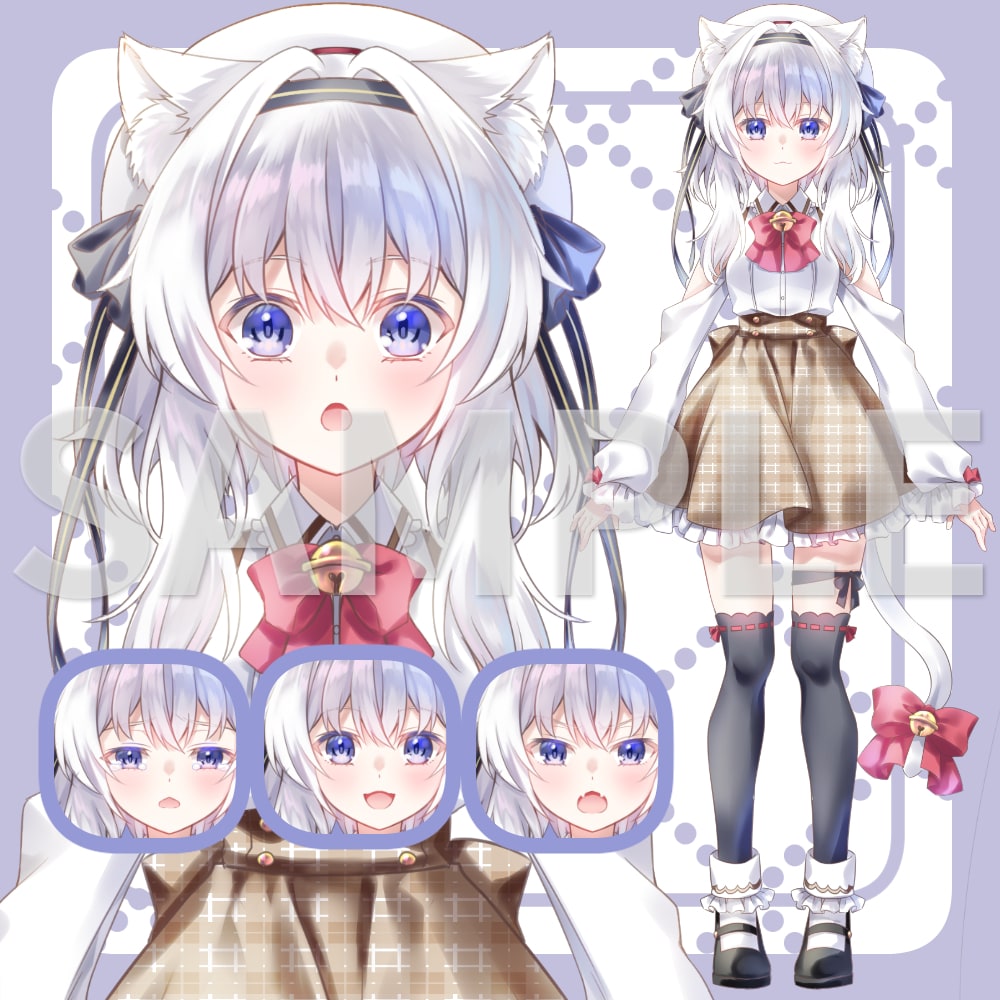表情パーツ分け済ネコミミ少女立ち絵を販売しますます パーツを組み合わせて自由に表情差分を作れます イメージ1
