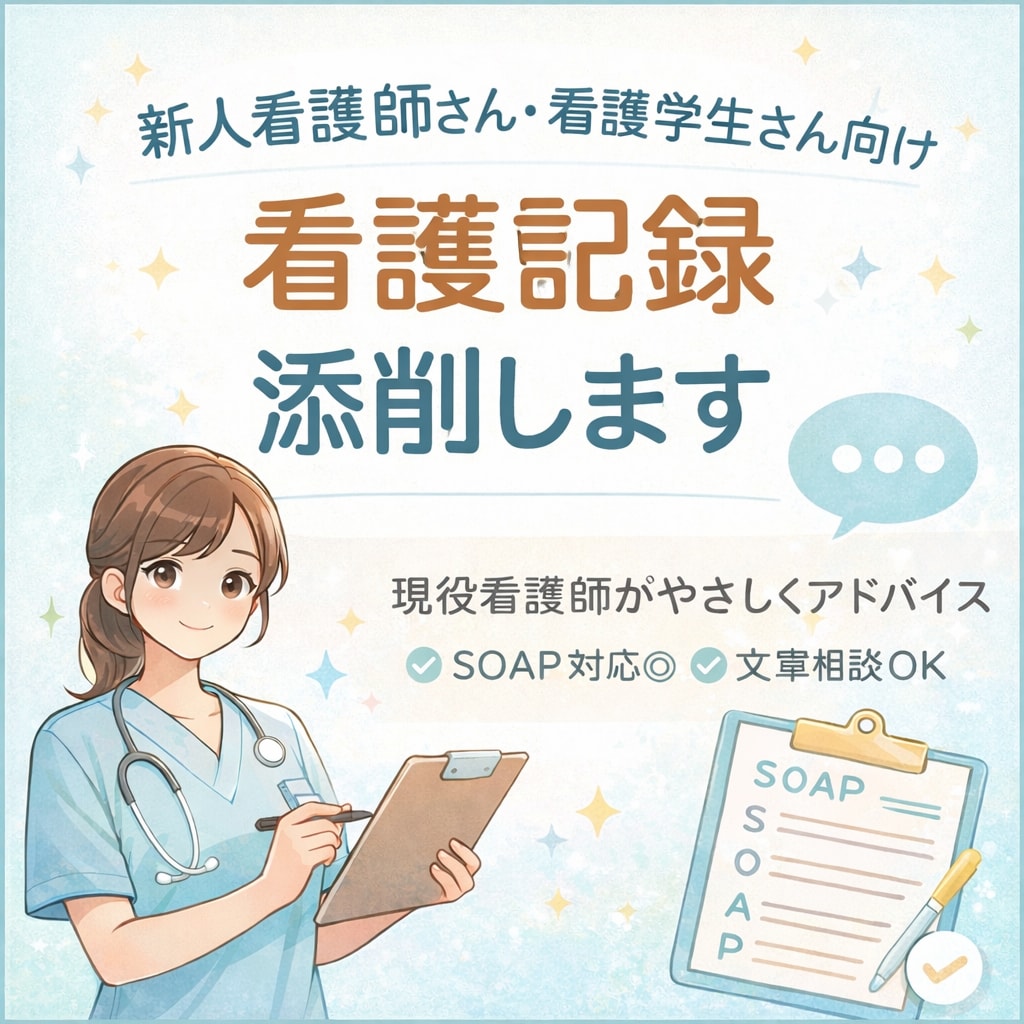 新人看護師さん・看護学生さんの看護記録を添削します 記録これであってる？を現役看護師が解決します！ イメージ1