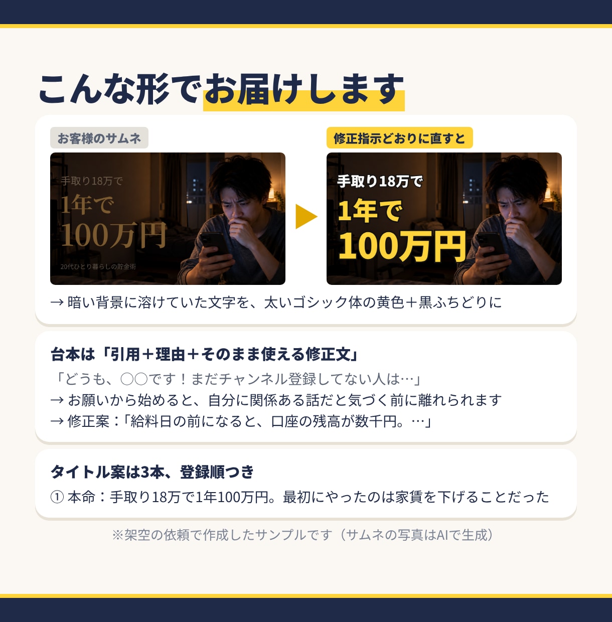 YouTube台本とサムネを公開前チェックします 1万人チャンネル運営者が視聴者目線で改善案まで イメージ4