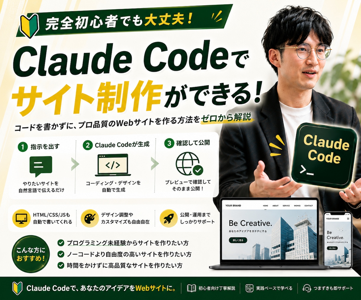 Claude CodeでWebサイト作り方教えます 【ClaudeCodeで作る】自分でWebサイト制作できる！ イメージ1