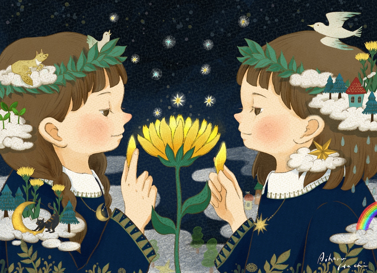 物語感有り！絵本風手描きタッチのイラスト描きます 商用利用ok／出版物の挿絵にも。 イメージ1